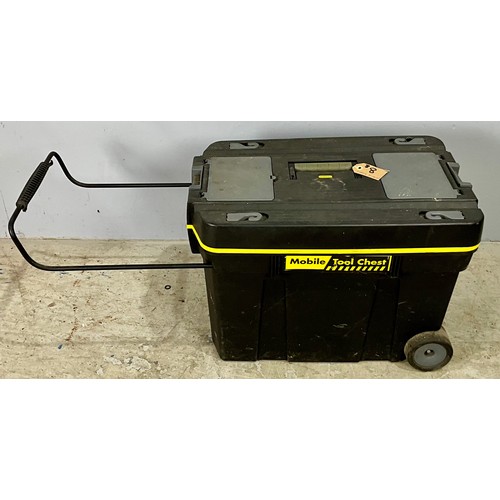 480 - LARGE STANLEY PULL ALONG TOOL TROLLEY WITH AN ASSORTMENT OF PLUMBING TOOLS