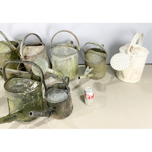 548 - 8 VINTAGE WATERING CANS GALVANISED ETC