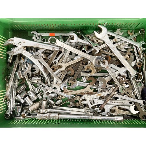 490 - TRAY OF SPANNERS, SOCKETS ETC