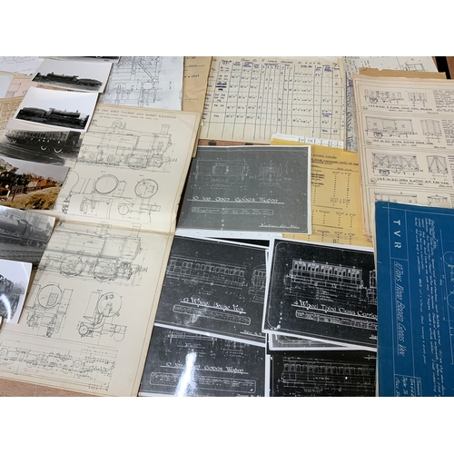 233 - SCALE DRAWINGS & BLUE PRINTS, TVR, GWR, LNWR, BARRY RAILWAY, DRAWINGS AND VARIOUS PHOTOGRAPHS