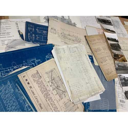 233 - SCALE DRAWINGS & BLUE PRINTS, TVR, GWR, LNWR, BARRY RAILWAY, DRAWINGS AND VARIOUS PHOTOGRAPHS