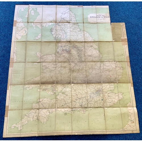 234 - RAILWAY CLEARING MAP C.1906, AS SHOWN, WELL USED AND TAPED, COVER PART MISSING, PLUS GWR MAP AND GLA... 