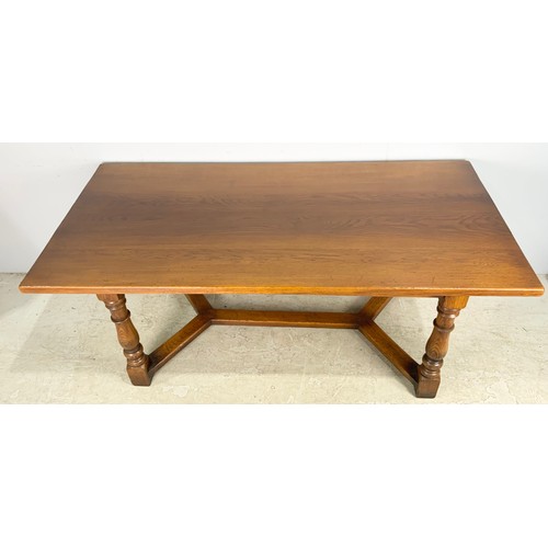 599 - REFECTORY STYLE OAK DINING TABLE 183cm x 90cm