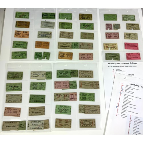 267 - RAILWAY TICKETS, RELATING TO THE ROUTES OF CAMBRIAN LINE, OSWESTRY & NEWTOWN RAILWAY, APPROX 115 TIC... 