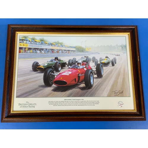 31 - MOTOR RACING INTEREST, A SET OF 6 FRAMED PRINTS THE BRITISH GREATS OF MOTOR RACING, : JACKIE STEWART... 