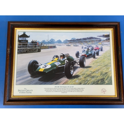 31 - MOTOR RACING INTEREST, A SET OF 6 FRAMED PRINTS THE BRITISH GREATS OF MOTOR RACING, : JACKIE STEWART... 