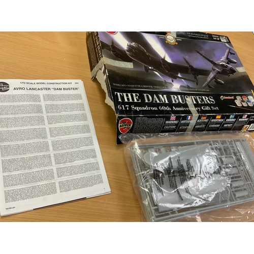 91 - THREE PLASTIC MODEL KITS, AIRFIX WW2 RAF BOMBER RE SUPPLY SET, AIRFIX THE DAMBUSTERS 617 SQUADRON 60... 