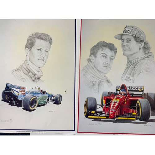 32 - MOTOR RACING INTEREST, COLLECTION OF UNFRAMED PRINTS,  MICHAEL SCHUMACHER PASSES DAVID COULTHARD MAL... 