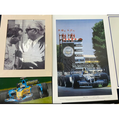 32 - MOTOR RACING INTEREST, COLLECTION OF UNFRAMED PRINTS,  MICHAEL SCHUMACHER PASSES DAVID COULTHARD MAL... 