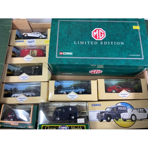 135 - CORGI DIECAST, LIMITED EDITION MG SET 95106, PLUS 6 CARS, 97722 SOUTH WALES POLICE SET, MINI SPECIAL... 