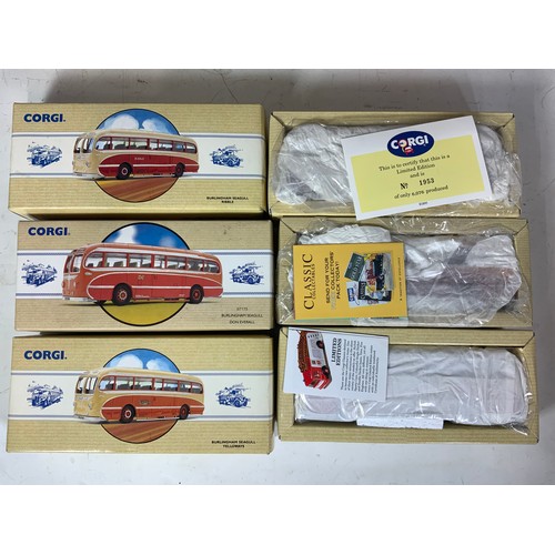 171 - CORGI COLLECTIBLES DIECAST MODEL BUSES : 6 GOOD BOXED CLASSIC COACHES, BURLINGHAN SEAGULL RIBBLE, DO... 