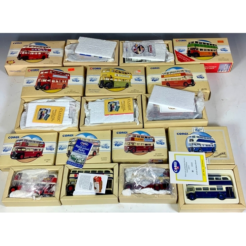 170 - CORGI CLASSIC BOXED DIE CAST 9 BOXED HALF CAB BUS MODELS, : GUY ARAB MIDLAND, WOLVERHAMPTON, NORTHER... 