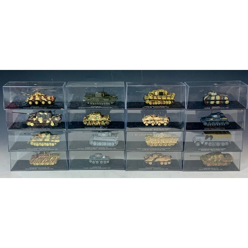 158 - DEAGOSTINI, COMBAT TANKS COLLECTION, WITH 6 FOLDERS OF RELATED MAGAZINES. 94 MODELS