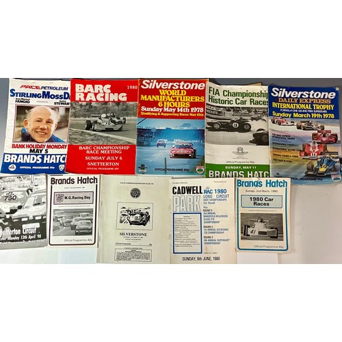 33 - GOOD SELECTION OF MOTOR RACING PROGRAMMES, SILVERSTONE,FIA, CADWELL PARK, BRANDS HATCH, BARC, VARIED... 