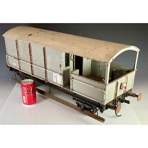 498 - 5 INCH GAUGE MINIATURE RAILWAY, GWR TOAD 20 T BRAKE VAN IN GREY LIVERY