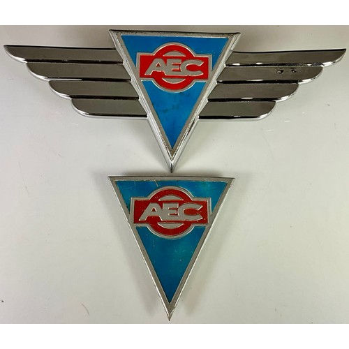 45 - AEC WINGED TRIANGLE BADGE, WITH MOUNTS, MOST-LIKELY EX AEC COACH LORRY. OR BUS, PLUS AN ADDITIONAL A... 