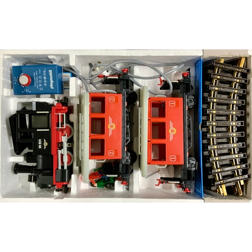 491 - PLAYMOBILE SET 4003, LOCOMOTIVE 99 804, 2 COACHES, PEOPLE TRACK & TRANSFORMER AS SHOWN