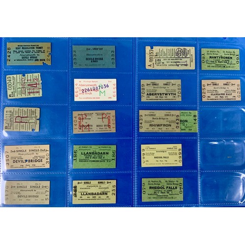 265 - RAILWAY TICKETS A GOOD COLLECTION BASED ON THE ABERYSTWYTH & WELSH COAST RAILWAY, APPROX 125, THE CA... 