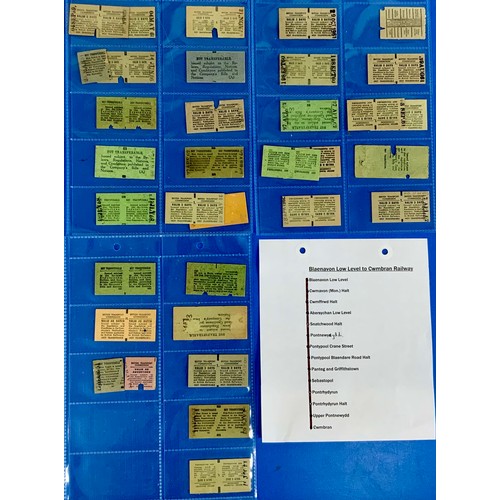 261 - RAILWAY TICKETS, BASED ON THE BLAENAVON LOW LEVEL TO CWMBRAN RAILWAY 34 TICKETS INC PONTHIR, PANTED ... 