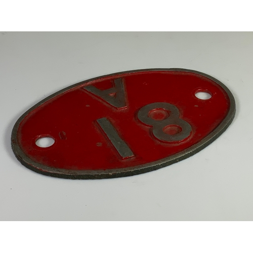 193 - RAILWAY SHED PLATE, CAST ALUMINIUM, SIMILAR TO THE TYPE FITTED TO EARLY DIESEL HYDRAULICS. 81A OLD O... 