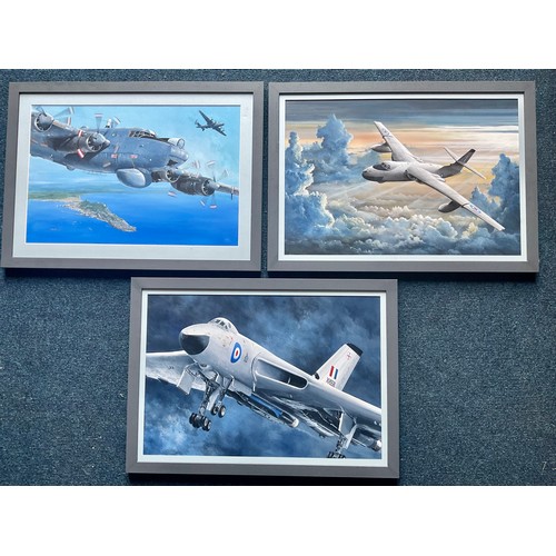 23 - DEREK BLOIS, 3 SPECIALLY COMMISSIONED OILS, EACH DEPICTING A MILITARY AIRCRAFT AND APPROX. 65 X 44 c... 