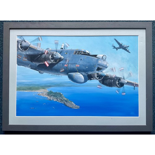 23 - DEREK BLOIS, 3 SPECIALLY COMMISSIONED OILS, EACH DEPICTING A MILITARY AIRCRAFT AND APPROX. 65 X 44 c... 