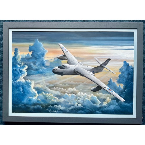 23 - DEREK BLOIS, 3 SPECIALLY COMMISSIONED OILS, EACH DEPICTING A MILITARY AIRCRAFT AND APPROX. 65 X 44 c... 