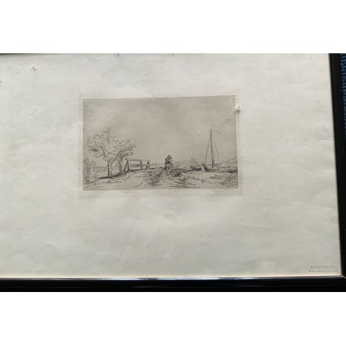 43 - 5 FRAMED BLACK & WHITE ETCHINGS OF  LANDSCAPES we are advised that these are from Rembrandt plates a... 