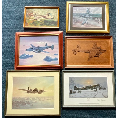 52 - QTY. AIRCRAFT RELATED PICTURES AND PRINTS INCLUDING PRINT SIGNED BY GEOFFREY WELLUM