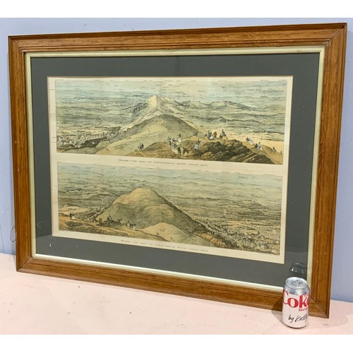 49 - OAK FRAMED  HENRY GUY PRINT DEPICTING WORCESTERSHIRE BEACON  72cm x 49cm