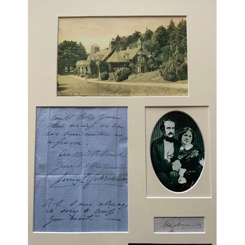 58 - UNUSUAL FRAMED MONTAGE OF ENVELOPES  BELIEVED TO HAVE BEEN SENT BY JENNY  LIND TO AN ADDRESS IN UPPE... 