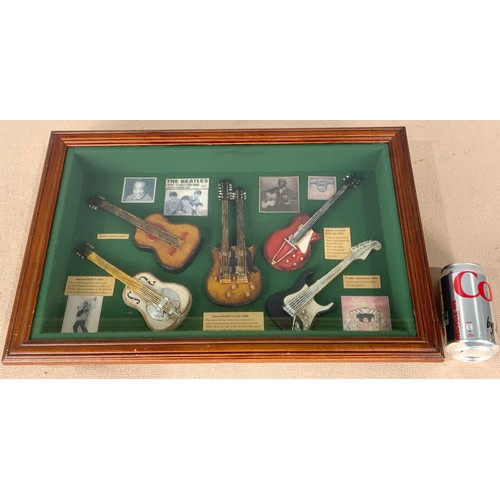 63 - 2 FRAMED WALL HANGINGS INC LIMITED EDITION OF 1500 BEATLES ABBEY ROAD DISC  & VARIOUS MINIATURE WOOD... 