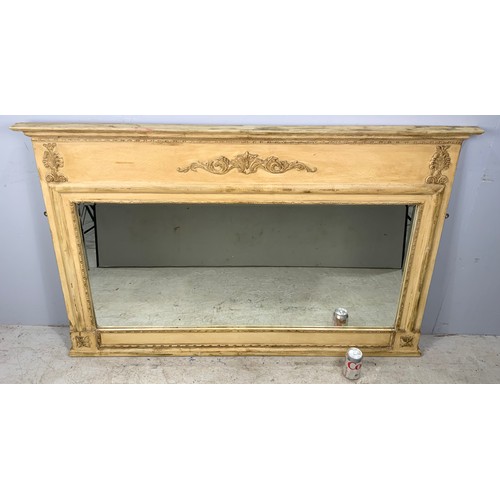 78 - LARGE PINE FRAMED OVER MANTLE MIRROR WIDTH 148cm