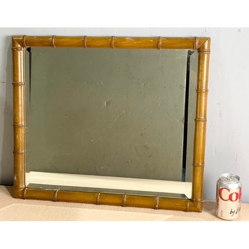 68 - BAMBOO FRAMED BEVELLED MIRROR