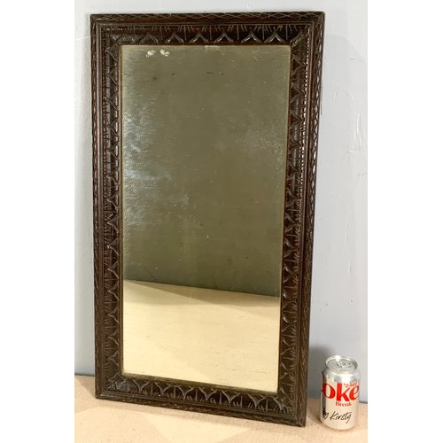 71 - CARVED OAK FRAMED MIRROR 70cm x 39cm