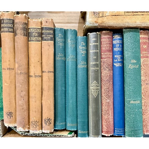 109 - QUANTITY OF OLD BINDINGS INC. THE LAND AND THE BOOK (THOMSON) MRS. EWING, THE FORSYTE SAGA, SHAKESPE... 