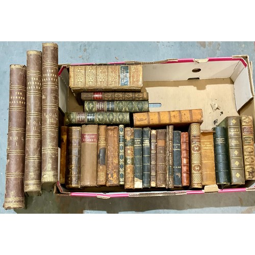 114 - BOX OF VARIOUS BINDING AND 3 VOLS. THE TURNER GALLERY, VIRTUE AND COMPANY