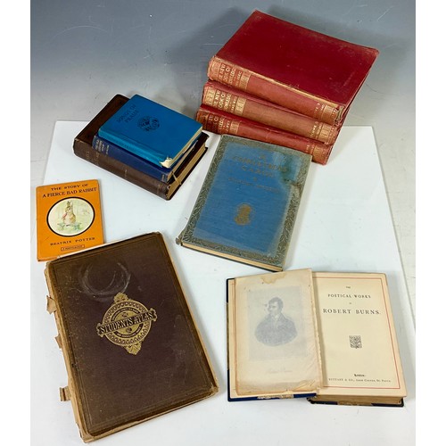 102 - COLLECTION OF OLD BOOKS INC. DICKENS, GEORGE ELIOT, ROBERT BURNS AND OTHERS