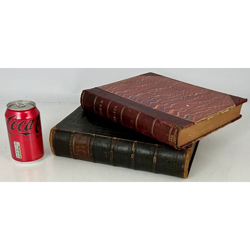 97 - LEATHER BINDING OF PILGRIMS PROGRESS C. 1863 T/W PUNCH 102-103 C.1892