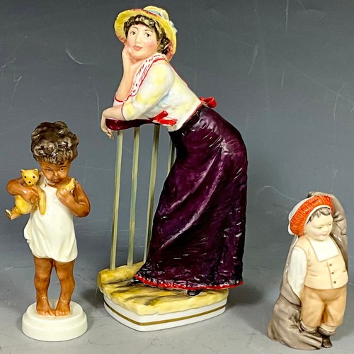 135 - SMALL ROYAL WORCESTER FIGURE BELIEVED TO BE WEDNESDAY’S CHILD MODELLED BY FREDA DOUGHTY BUT LACKING ... 