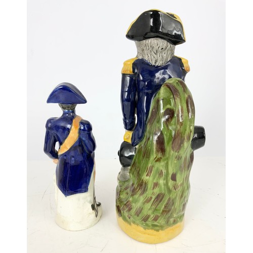 142 - STAFFORDSHIRE FLATBACKS  LORD NELSON, THE DEATH OF NELSON , A STAFFORDSHIRE NELSON FIGURINE AND A NE... 