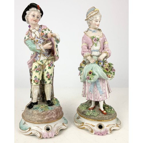 143 - PAIR OF GOOD QUALITY CONTINENTAL HARD PASTE PORCELAIN FIGURINES  28cm TALL