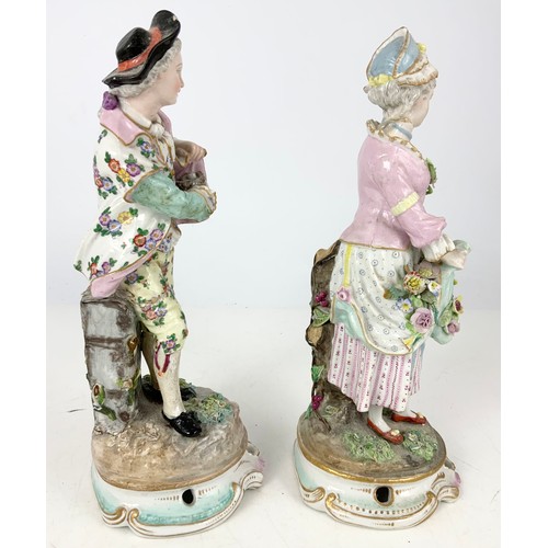 143 - PAIR OF GOOD QUALITY CONTINENTAL HARD PASTE PORCELAIN FIGURINES  28cm TALL