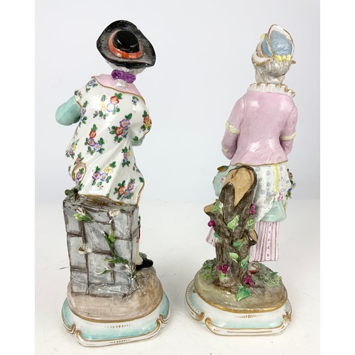 143 - PAIR OF GOOD QUALITY CONTINENTAL HARD PASTE PORCELAIN FIGURINES  28cm TALL