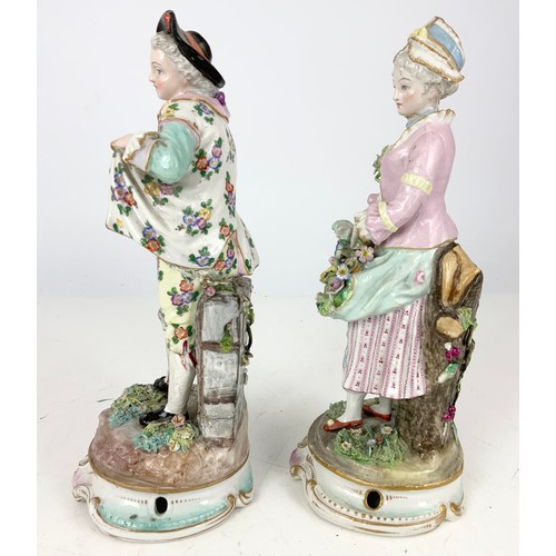 143 - PAIR OF GOOD QUALITY CONTINENTAL HARD PASTE PORCELAIN FIGURINES  28cm TALL