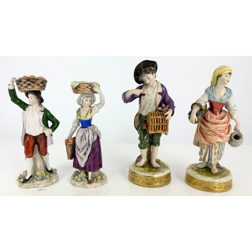 129 - 4 GOOD QUALITY CONTINENTAL PORCELAIN FIGURINES TALLEST 19.5cm