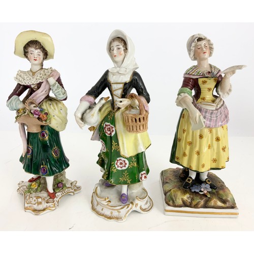 130 - 5 GOOD QUALITY CONTINENTAL PORCELAIN FIGURINES TALLEST 22cm