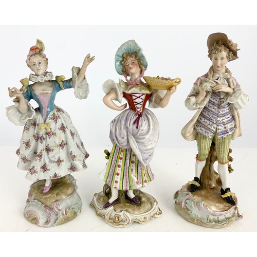 136 - 3 CONTINENTAL PORCELAIN FIGURINES TALLEST 22cm