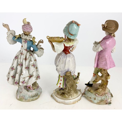 136 - 3 CONTINENTAL PORCELAIN FIGURINES TALLEST 22cm