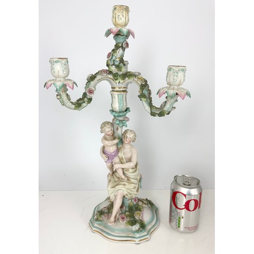 184 - 2 CONTINENTAL PORCELAIN FIGURAL CANDELABRAS & SIMILAR BASE